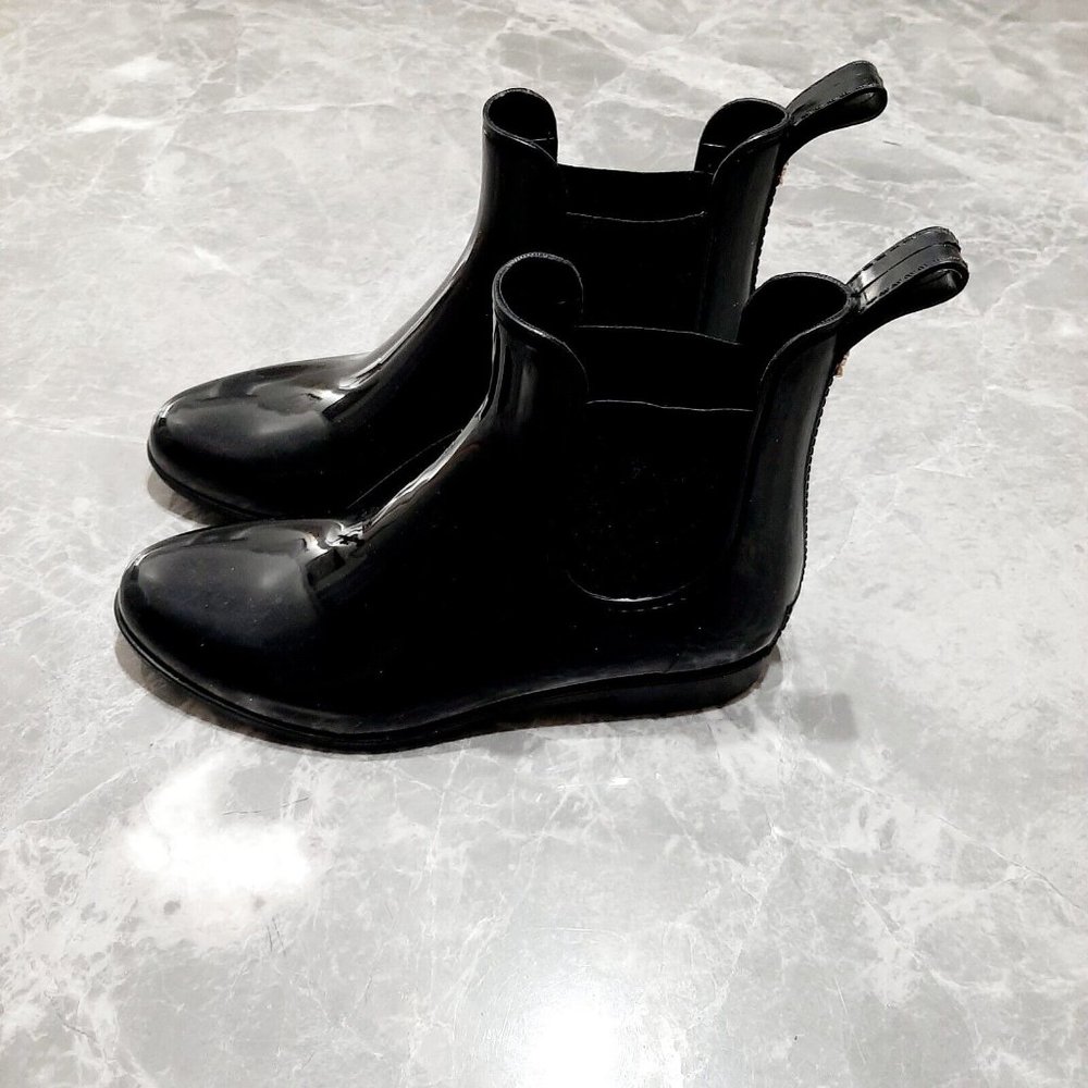 Sam Edelman Glossy Chelsea Rain Boots Protective Blk Rubber Women's SZ 6 - Picture 4 of 6
